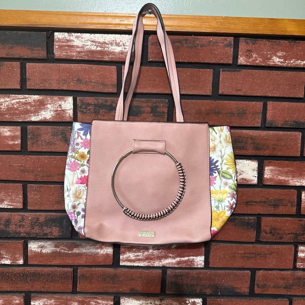 Carlos Santana Pink and Floral Tote Bag
